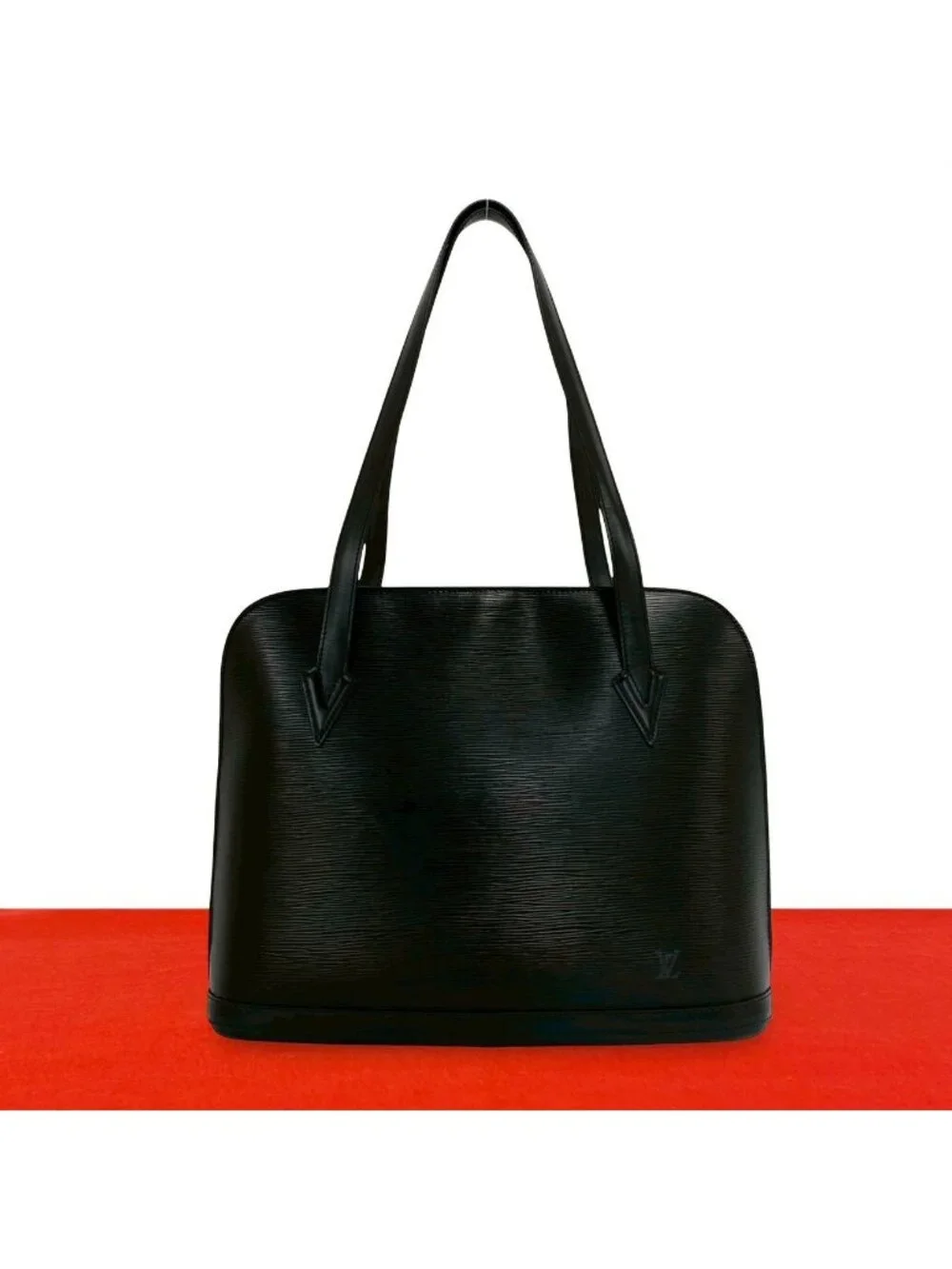 Louis Vuitton Vintage Lussac Epi Leather Tote Shoulder Bag Noir